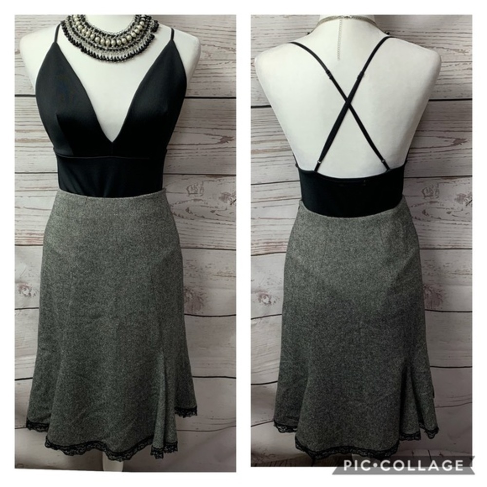 Harold’s Wool Lace Hem Detail Knee Length Skirt